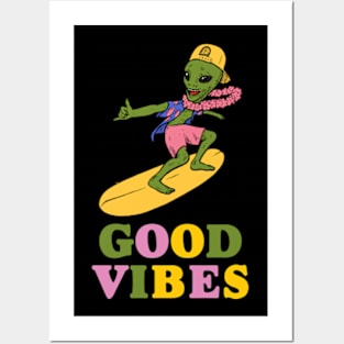 Good Vibes, Galactic Rides: Hang Loose with Our Alien Bro! Posters and Art